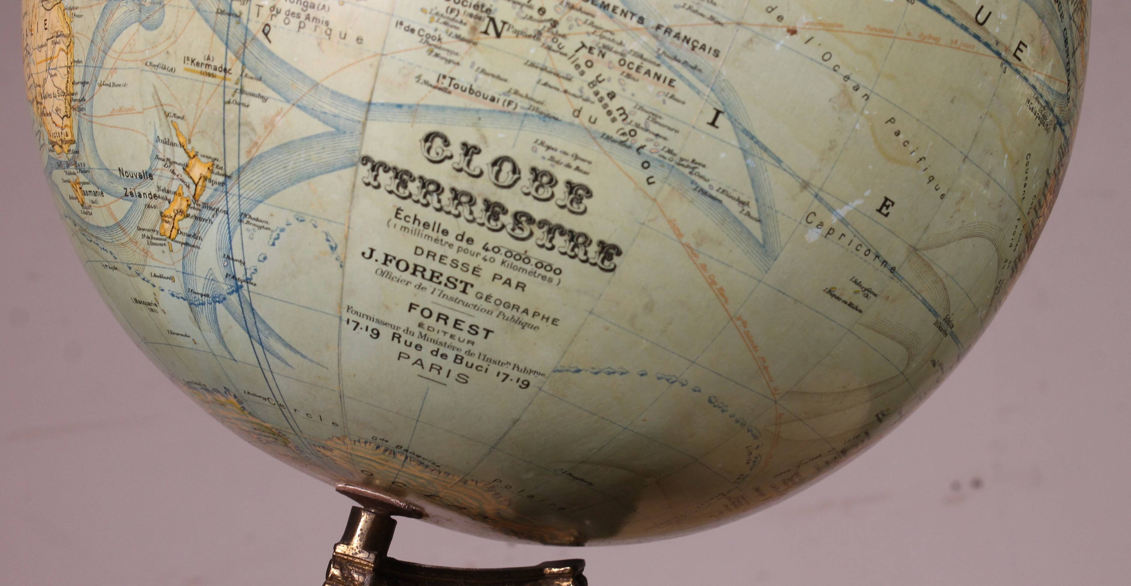 Terrestrial globe by J. Forest from the early 20th century