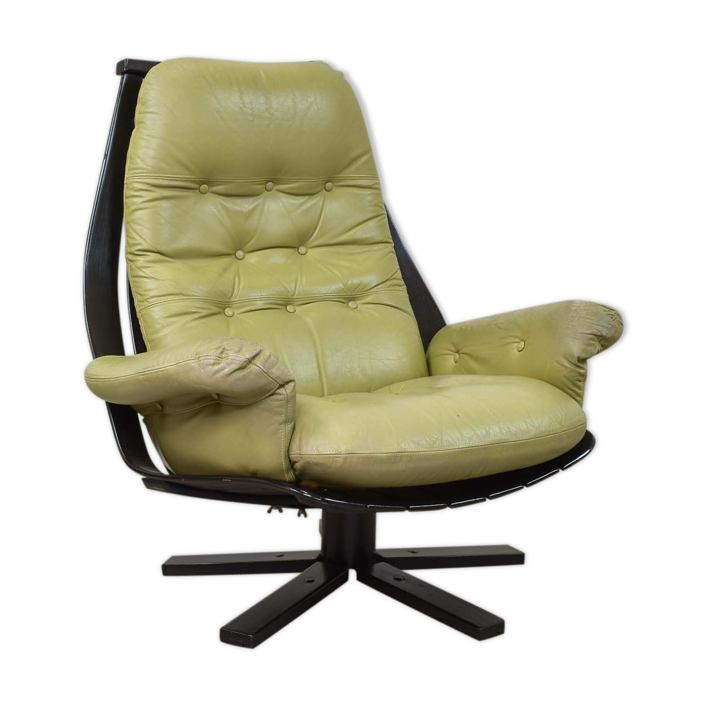 Leather swivel armchair
