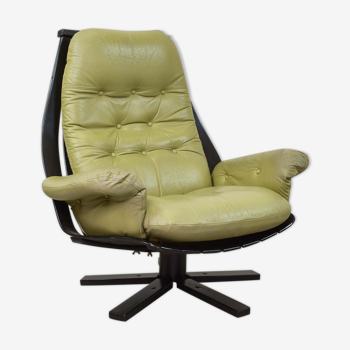 Leather swivel armchair