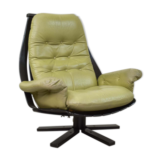 Leather swivel armchair