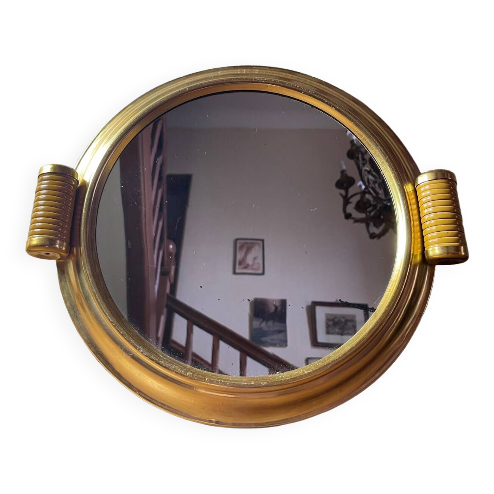 Plateau miroir laiton art déco