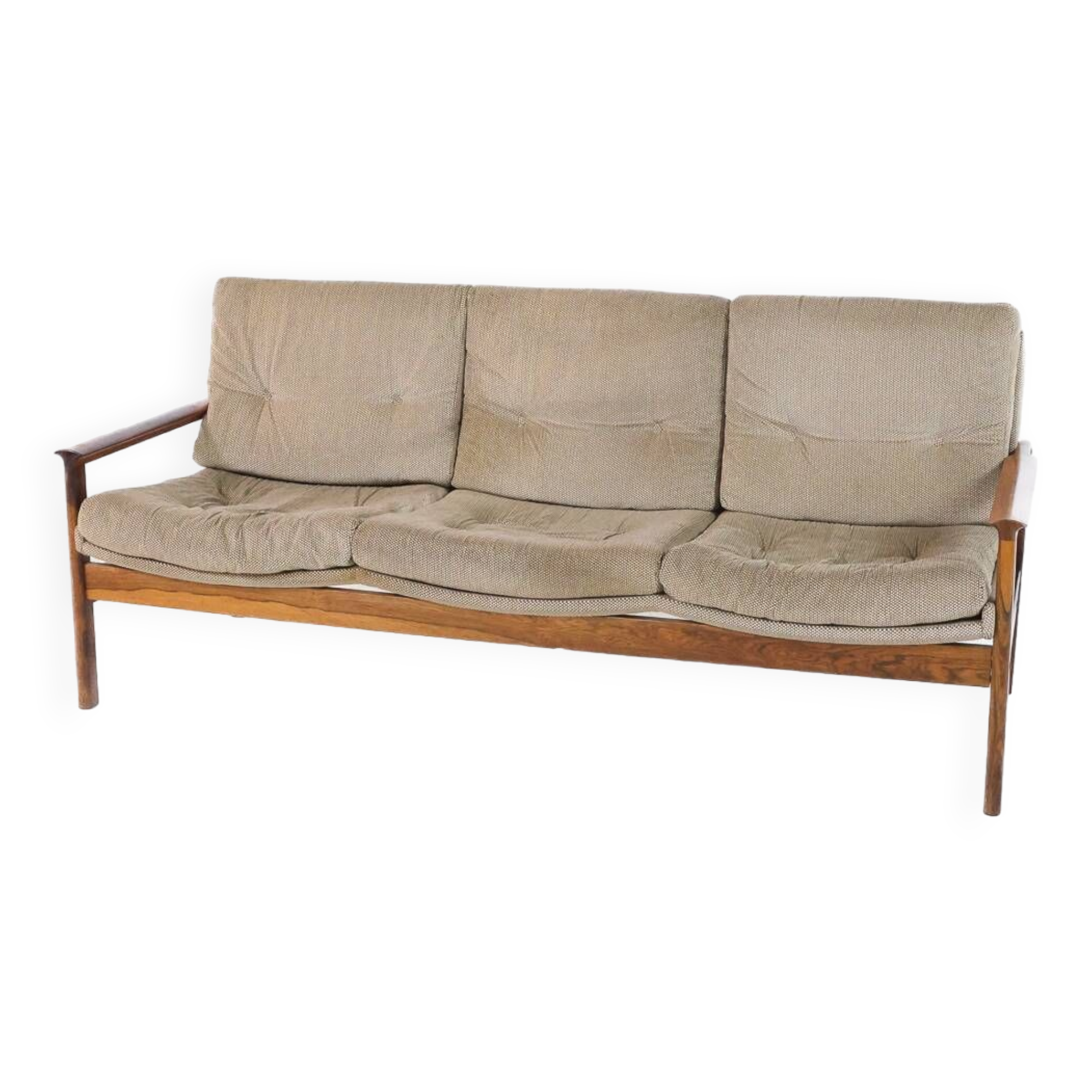 Canapé trois places vintage en palissandre 1960