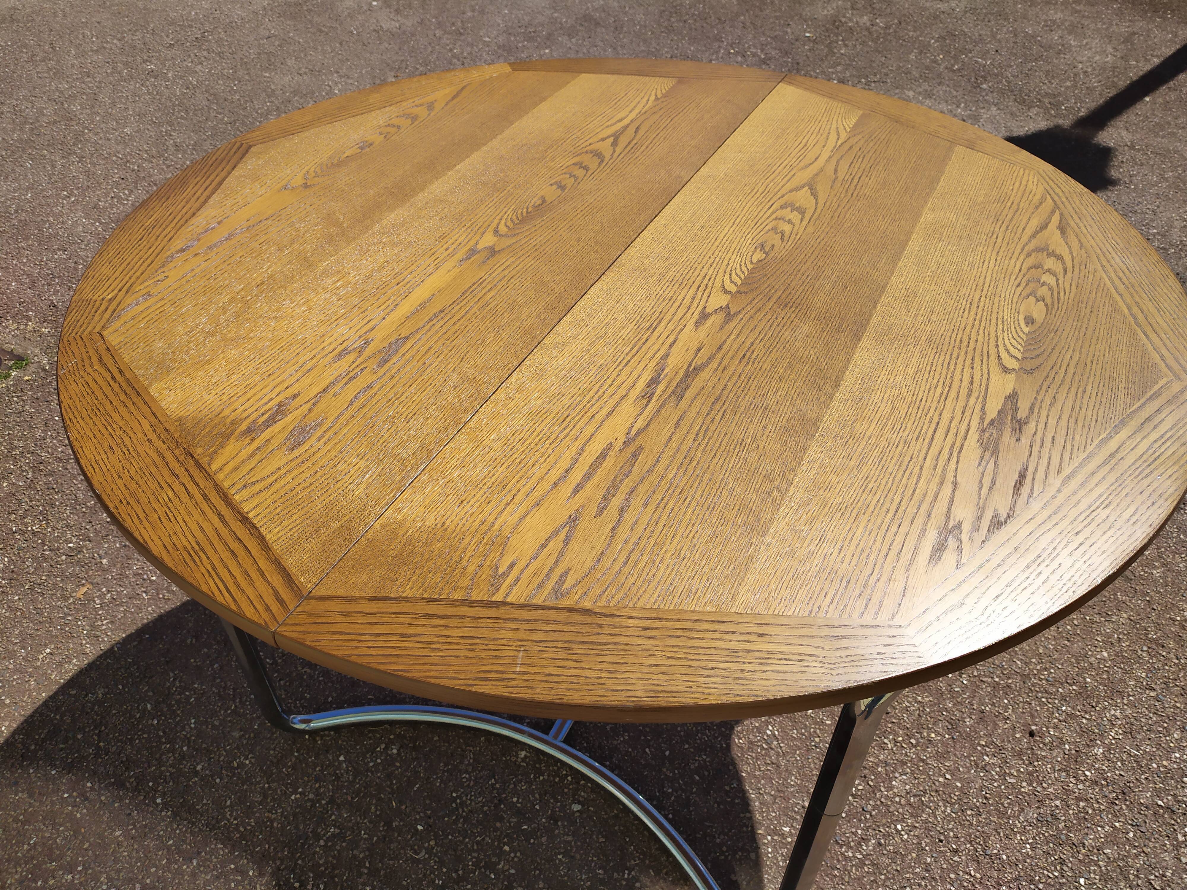 Table à manger en bois et acier chromé - Allemagne - Theobald Mobel - design