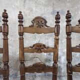 Set of 4 wooden and straw chairs