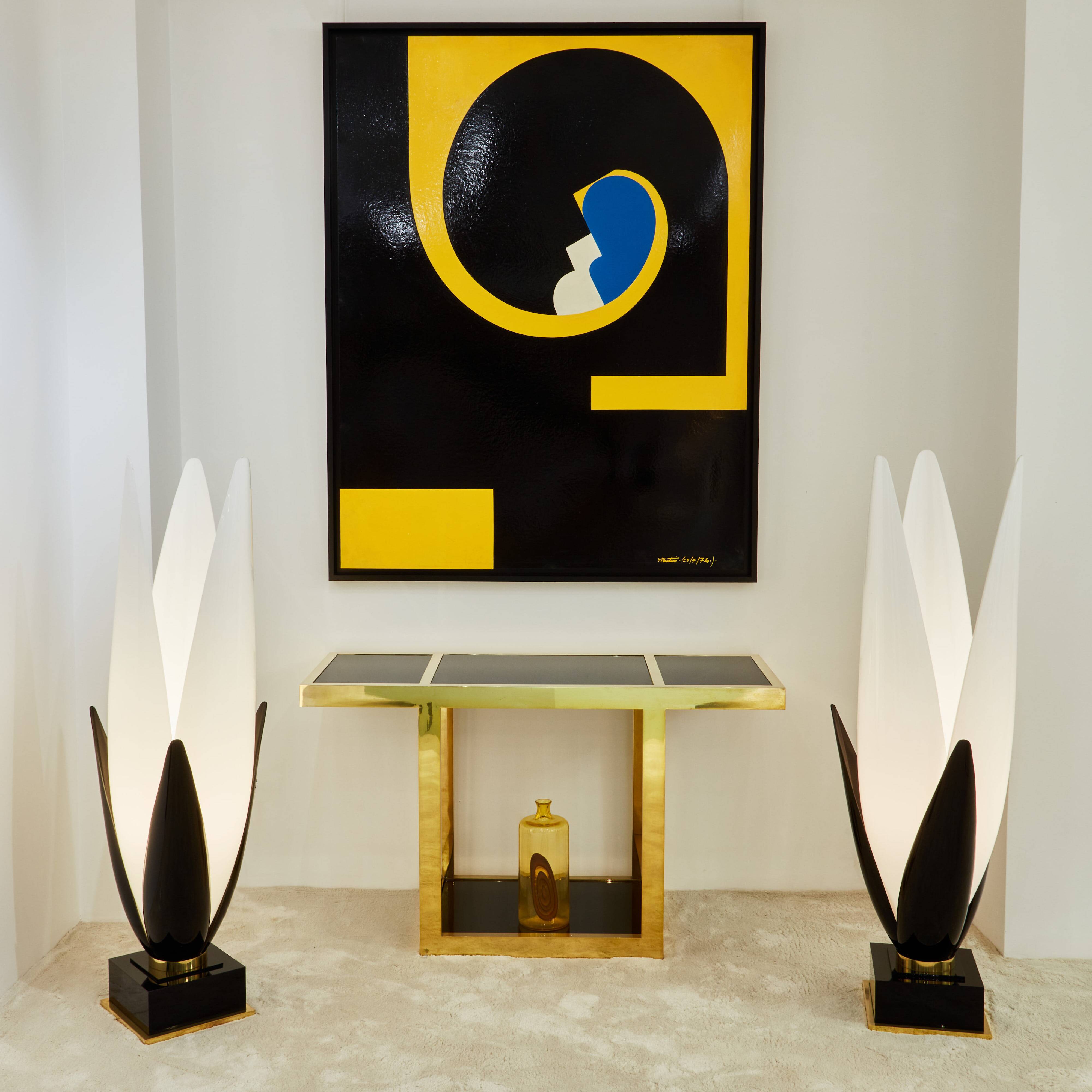 Yves Plantevin large oil on wood panel 1974