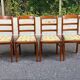 4 chaises en bois massif et tissu jaune fleurs Louis Philippe