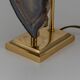 Vintage 20thc agate & brass table lamp by willy daro, belgium c.1970