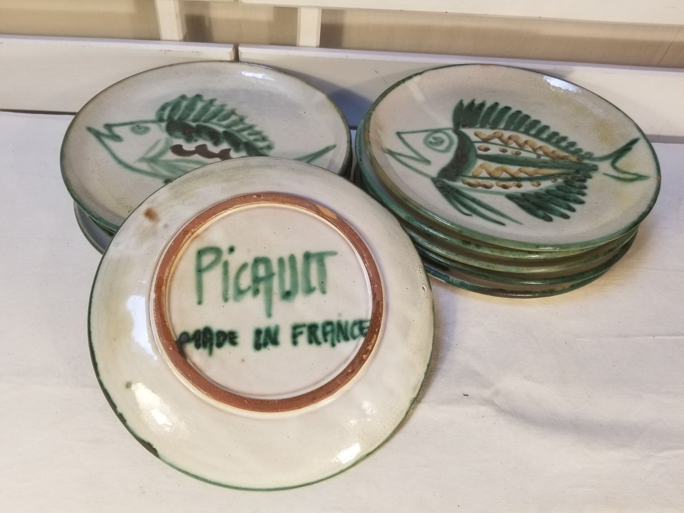 Series of 10 flat plates robert picault - 60s - fish series