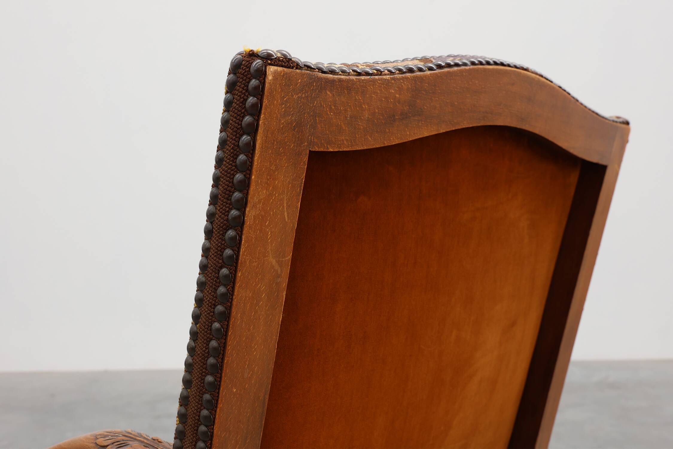 Louis XV Style Carved Walnut Armchair with Needlepoint Upholstery, France