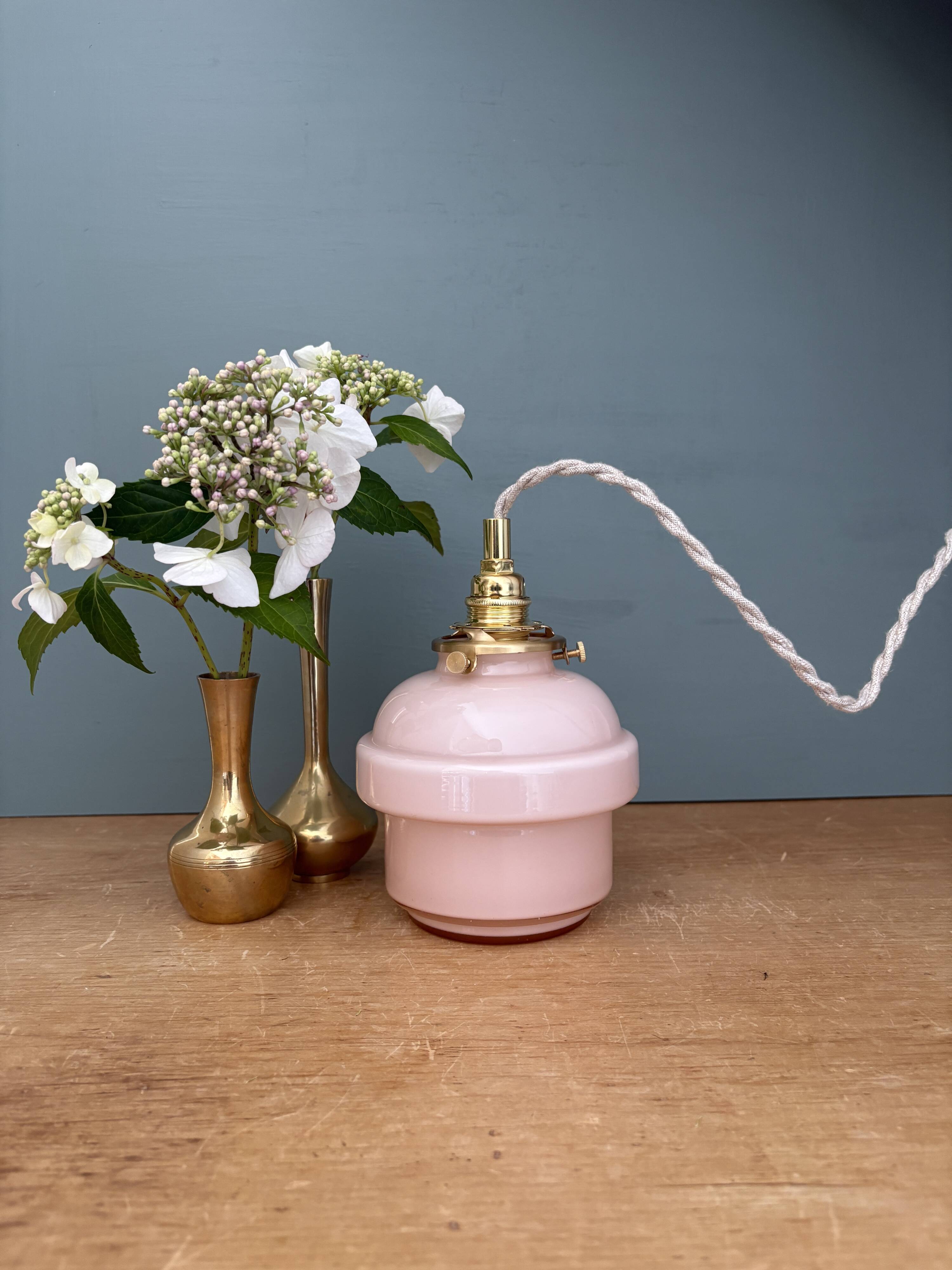 Vintage pink opaline globe pendant light