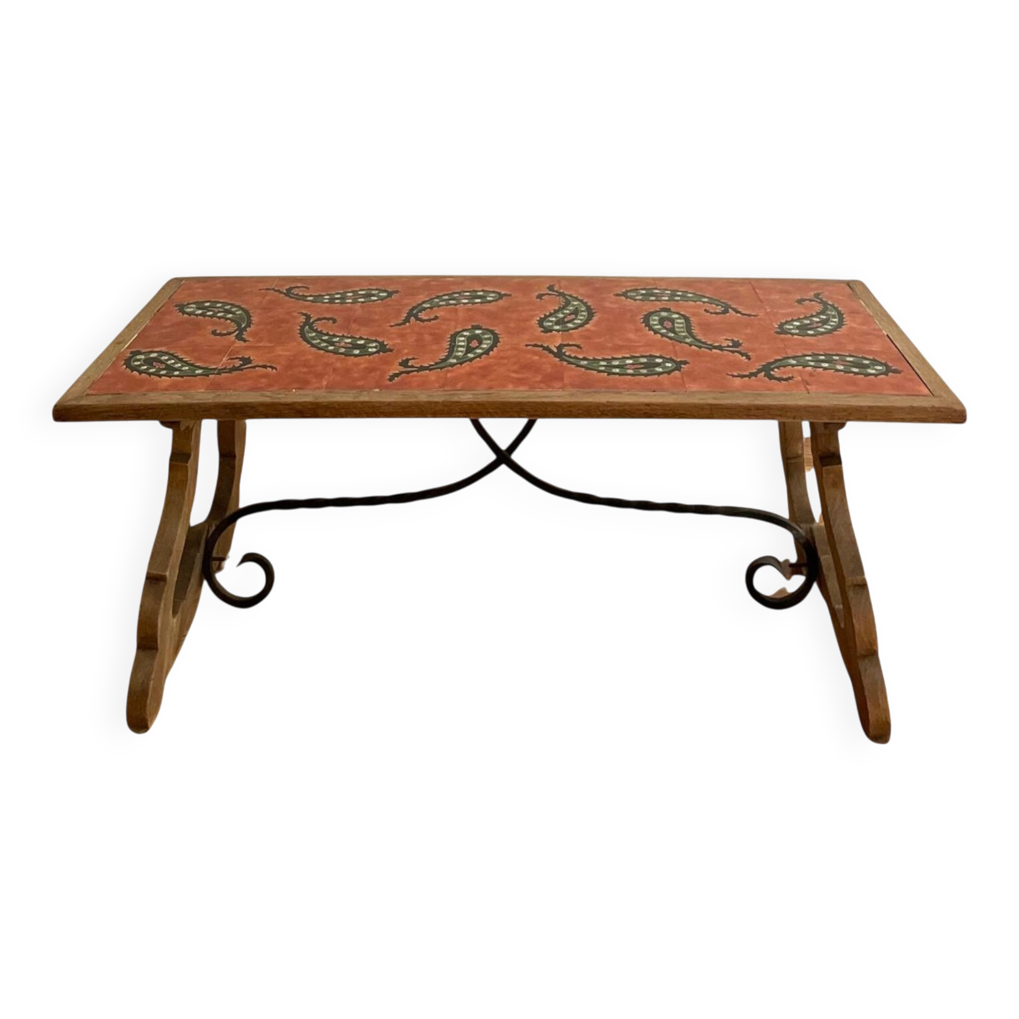 Wooden Table with Glazed Ceramic Table Top