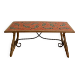 Wooden Table with Glazed Ceramic Table Top