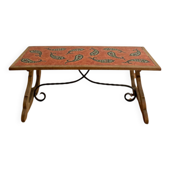 Wooden Table with Glazed Ceramic Table Top