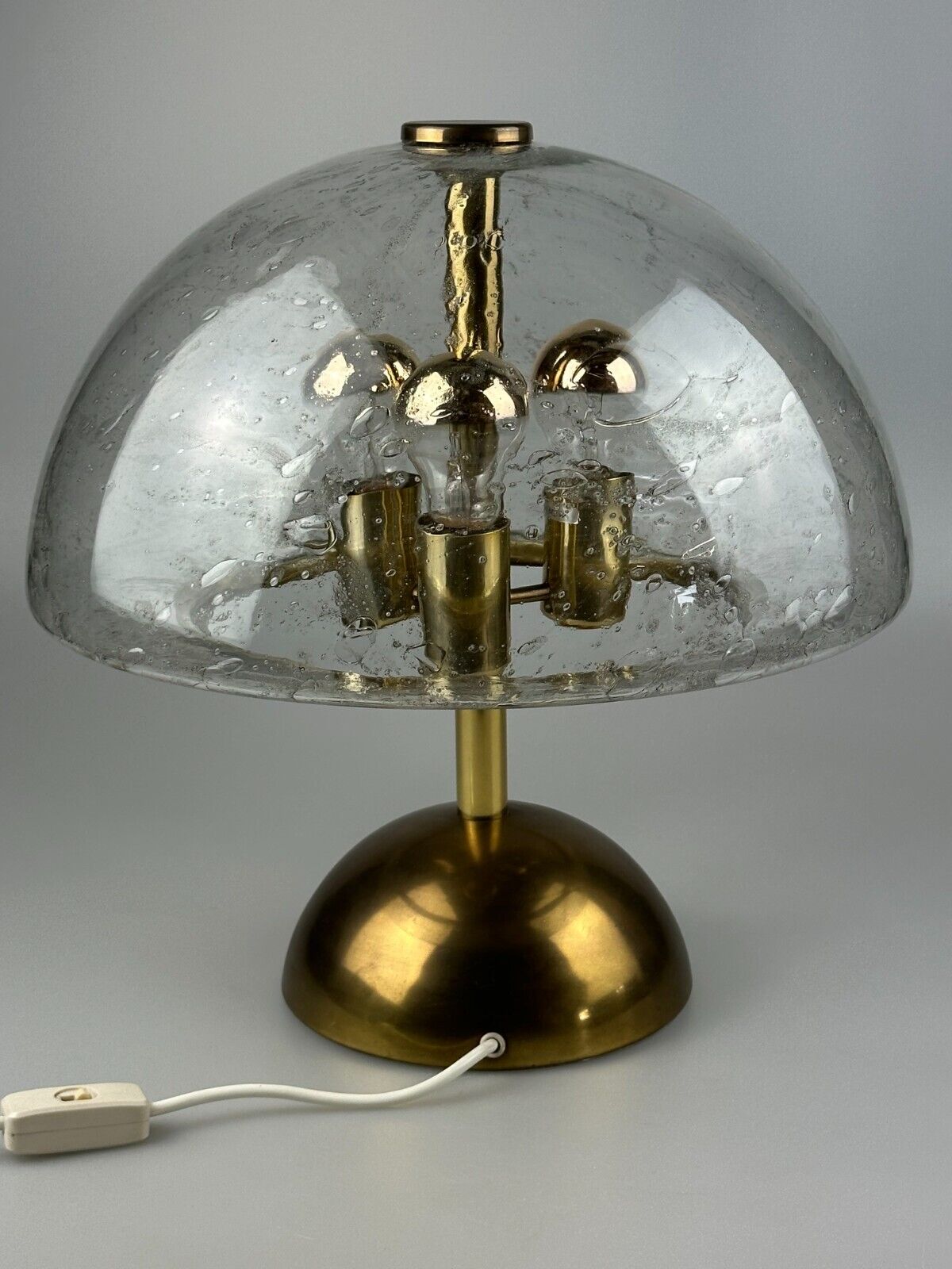 60s 70s table lamp by Doria Leuchten Germany glass brass Space Age