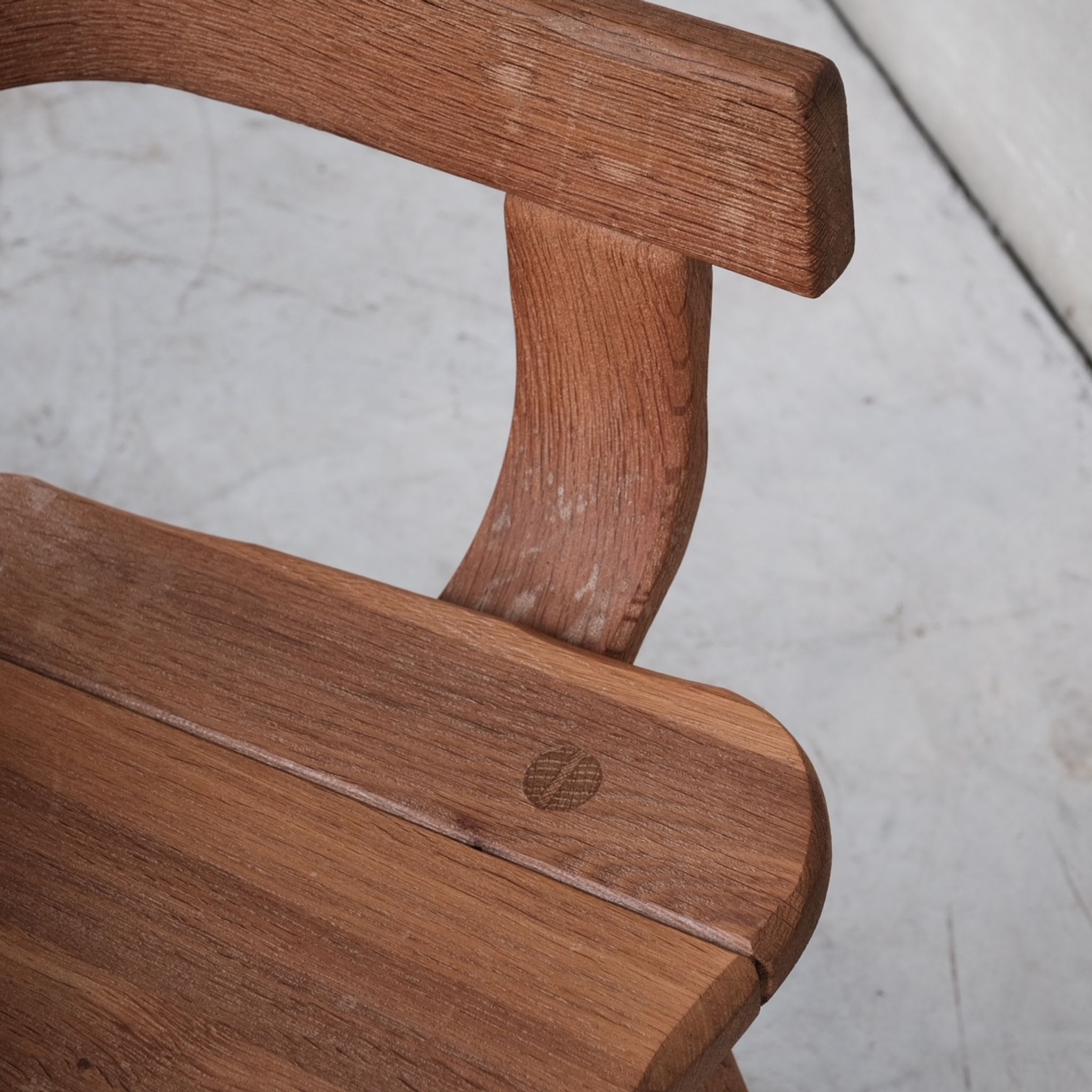 Belgium Oak Brutalist Mid-Century Chair by De Puydt