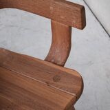 Belgium Oak Brutalist Mid-Century Chair by De Puydt