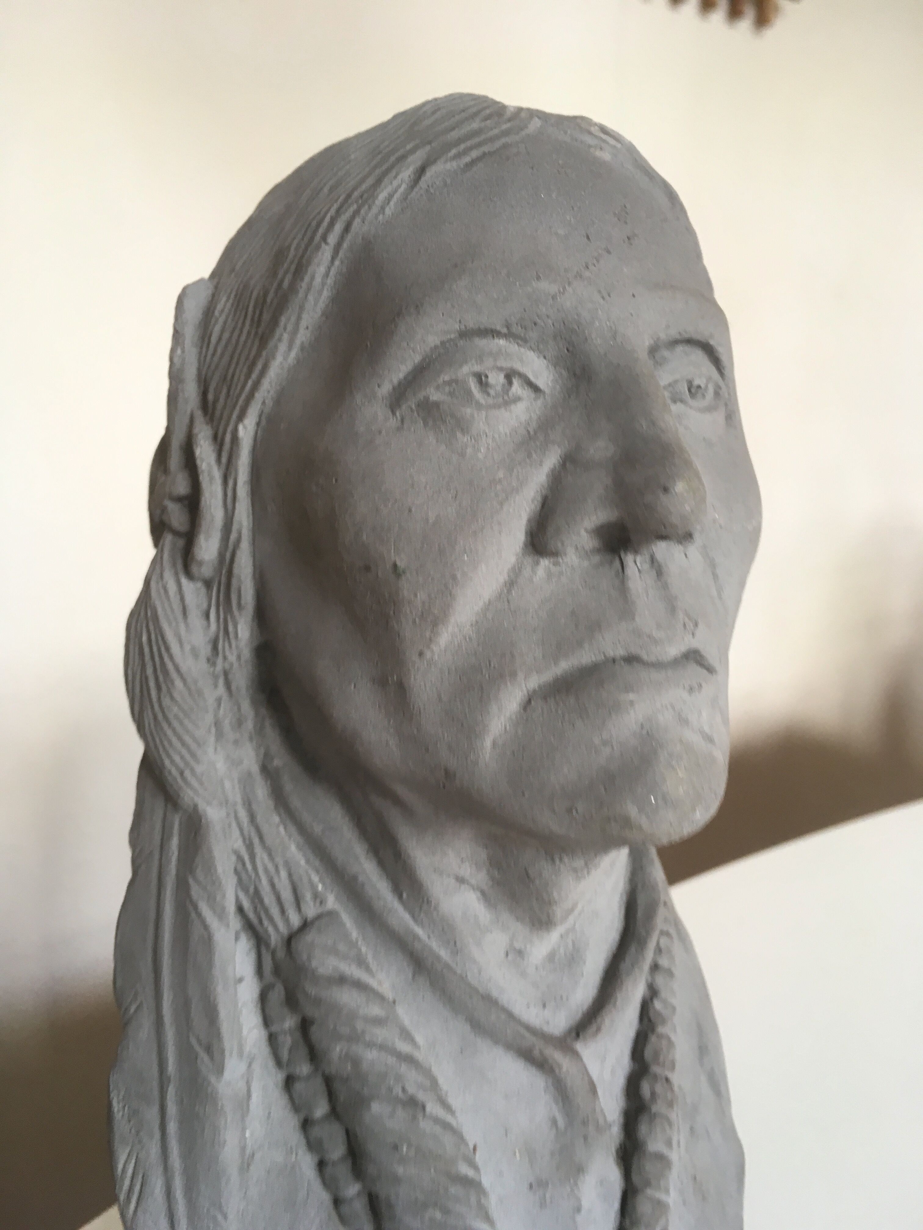 Sioux Indian chief's head black earthenware workshop proof 1920