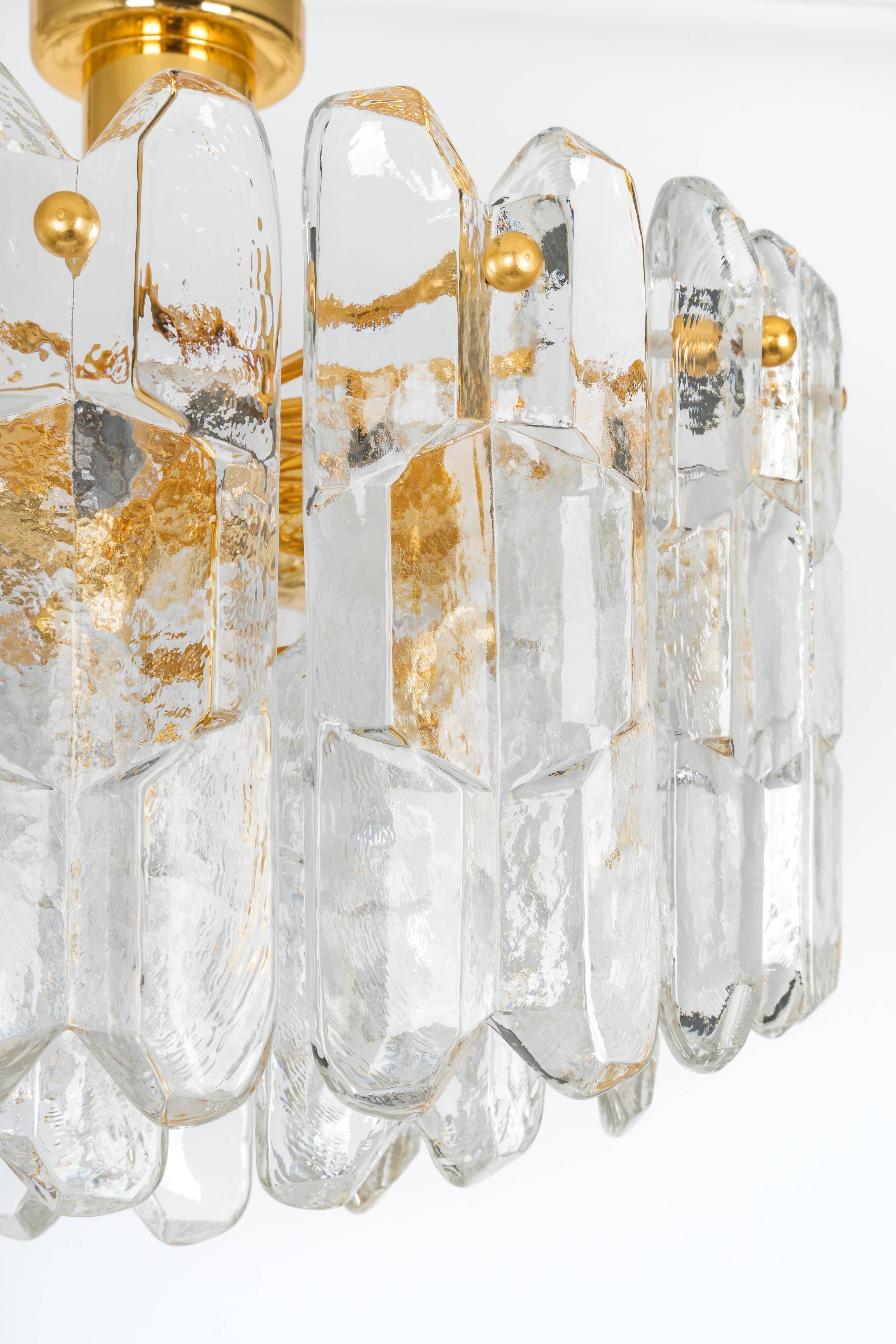 Murano glass light fixture in brass Palazzo, Kalmar, Austria, 1970s