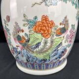 China, polychrome porcelain vase with relief decoration, 20th century