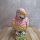 Multicoloured parrot jug in slipware – vintage earthenware