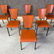 Ensemble de 6 chaises de salle à manger en cuir post-moderne, années 1970.
