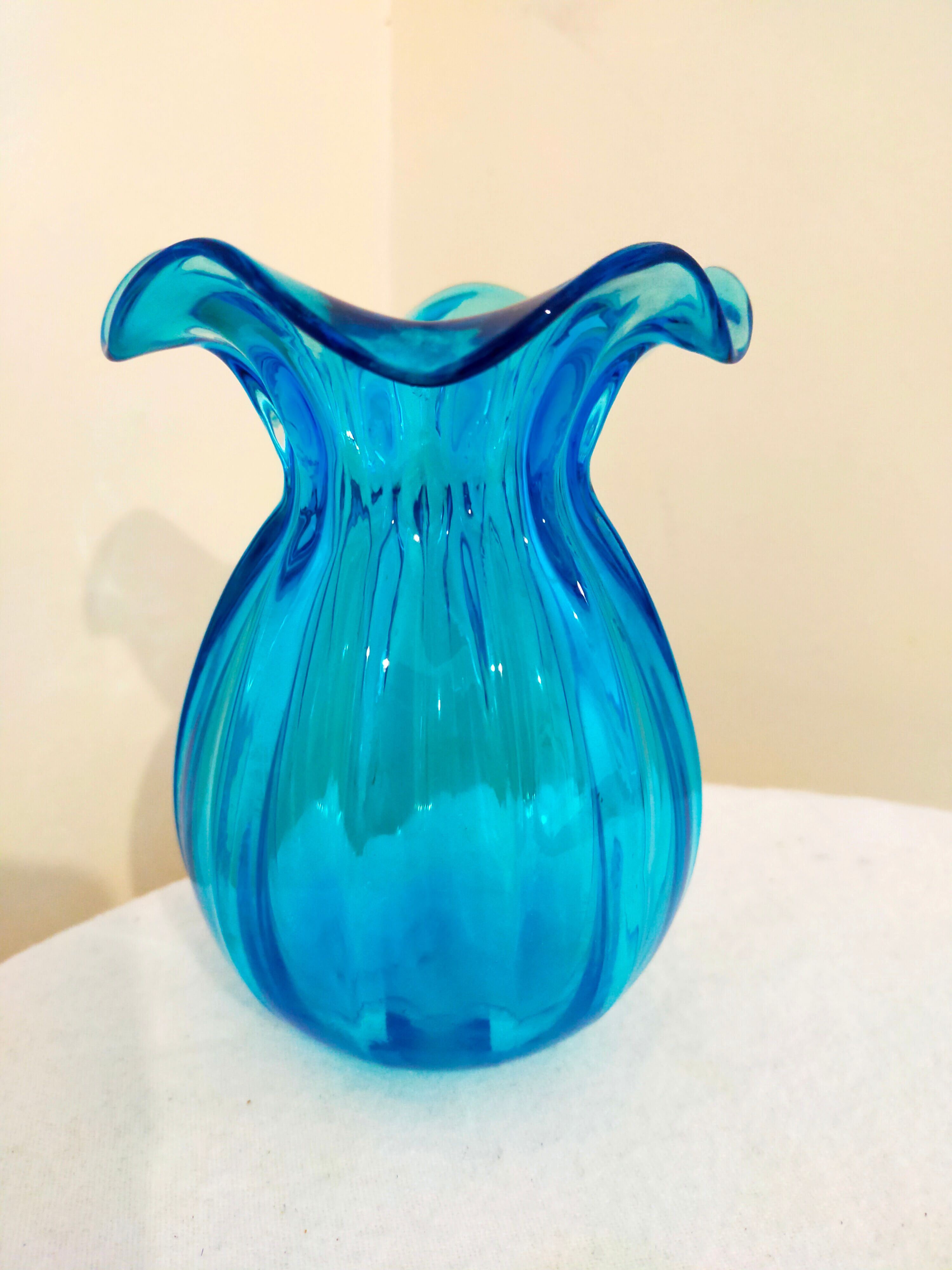 Blue breathless glass vase