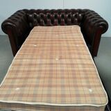 Convertible leather chesterfield sofa