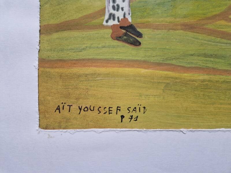 Saïd Aït Youssef (1920-1986) - Gouache sur papier - Personnages en campagne