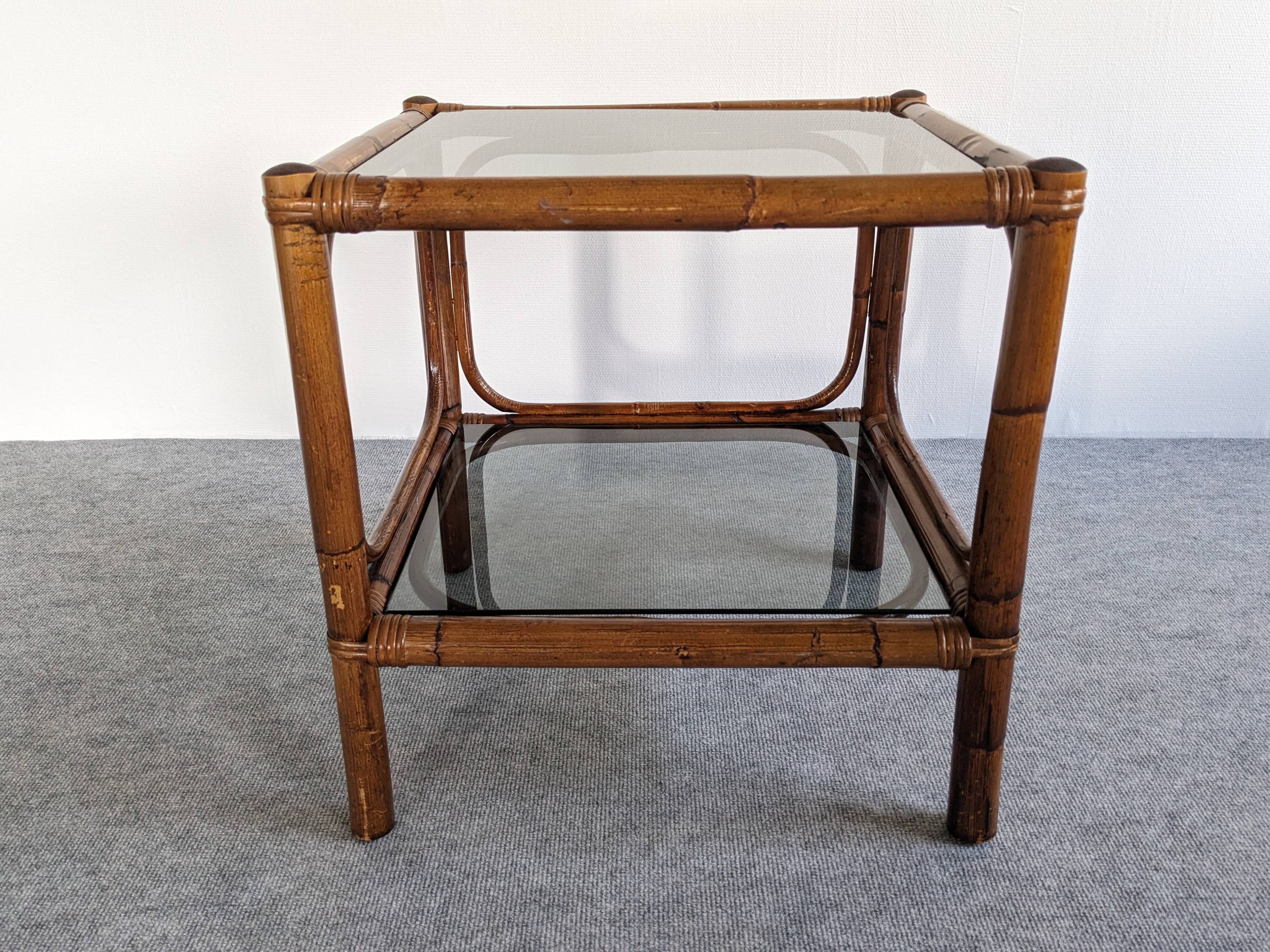 Pair of bamboo bedside tables or sofa ends from the 60s/70s