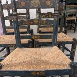 Set of a painted table with its 5 chairs