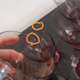 Set of 50s art deco purple/rosé blown glass glasses