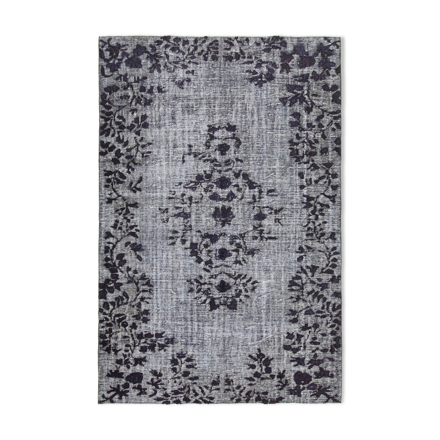 Handmade vintage turkish 1980s 178 cm x 270 cm grey carpet