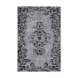 Handmade vintage turkish 1980s 178 cm x 270 cm grey carpet