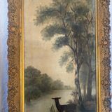 Old oil on canvas “forest scene” signed