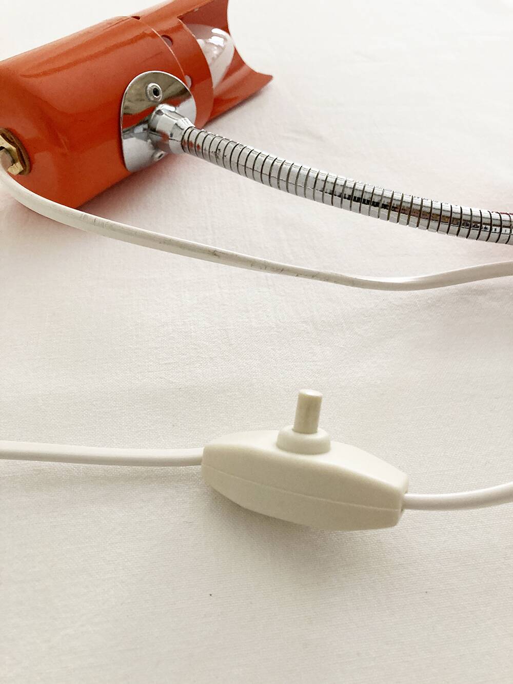 Delmas orange flexible clamp lamp, 1970s