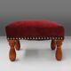 Vintage Art Deco Stool in Red velvet with wooden legs, 1930s