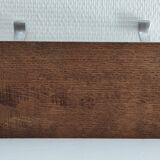 Patinated solid oak coat rack and vintage aluminum hooks