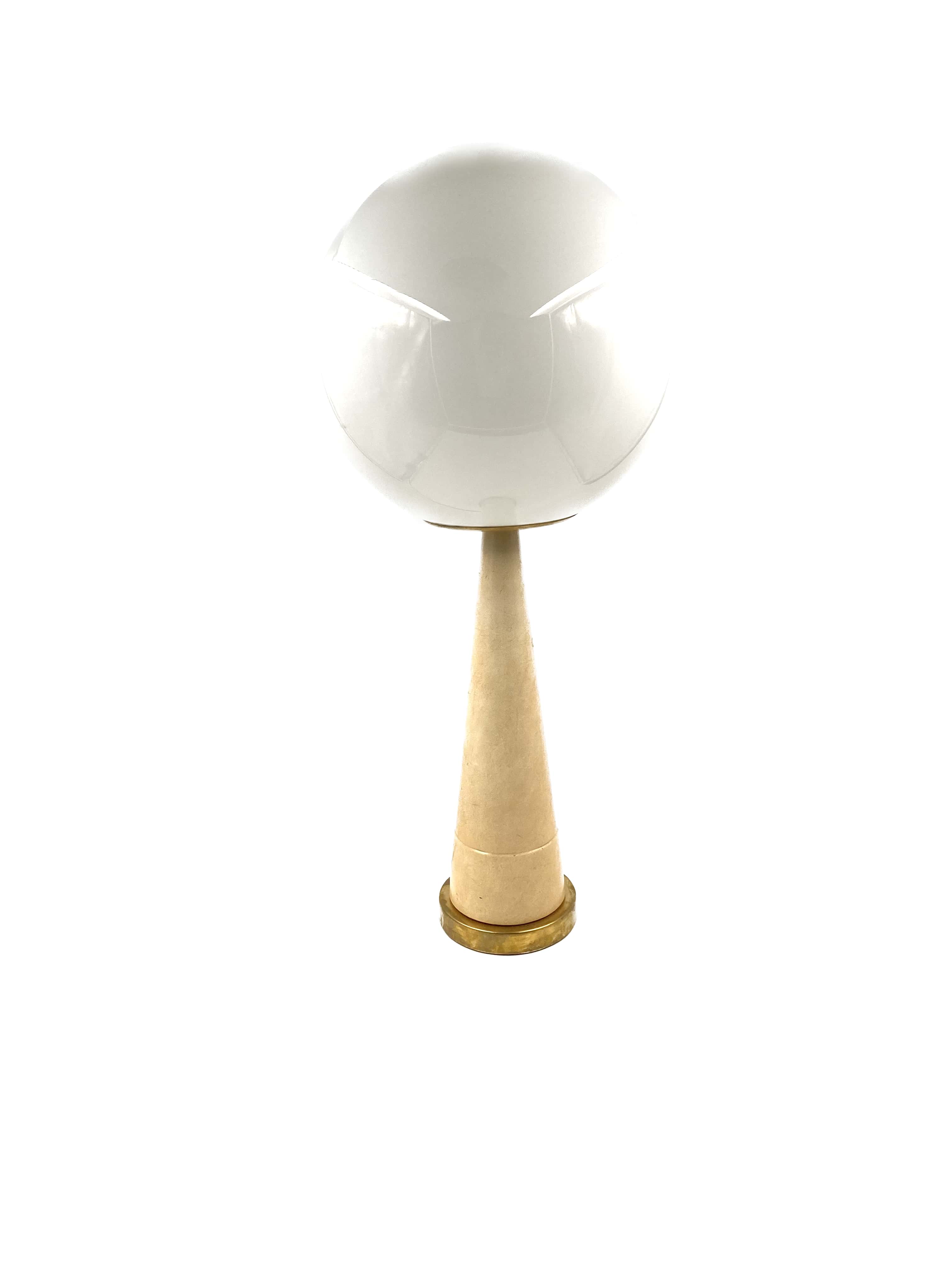 Conic parchment and brass table lamp, France 1960