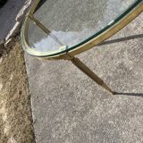 Round Brass Coffee Table with Glass Top, 1970s