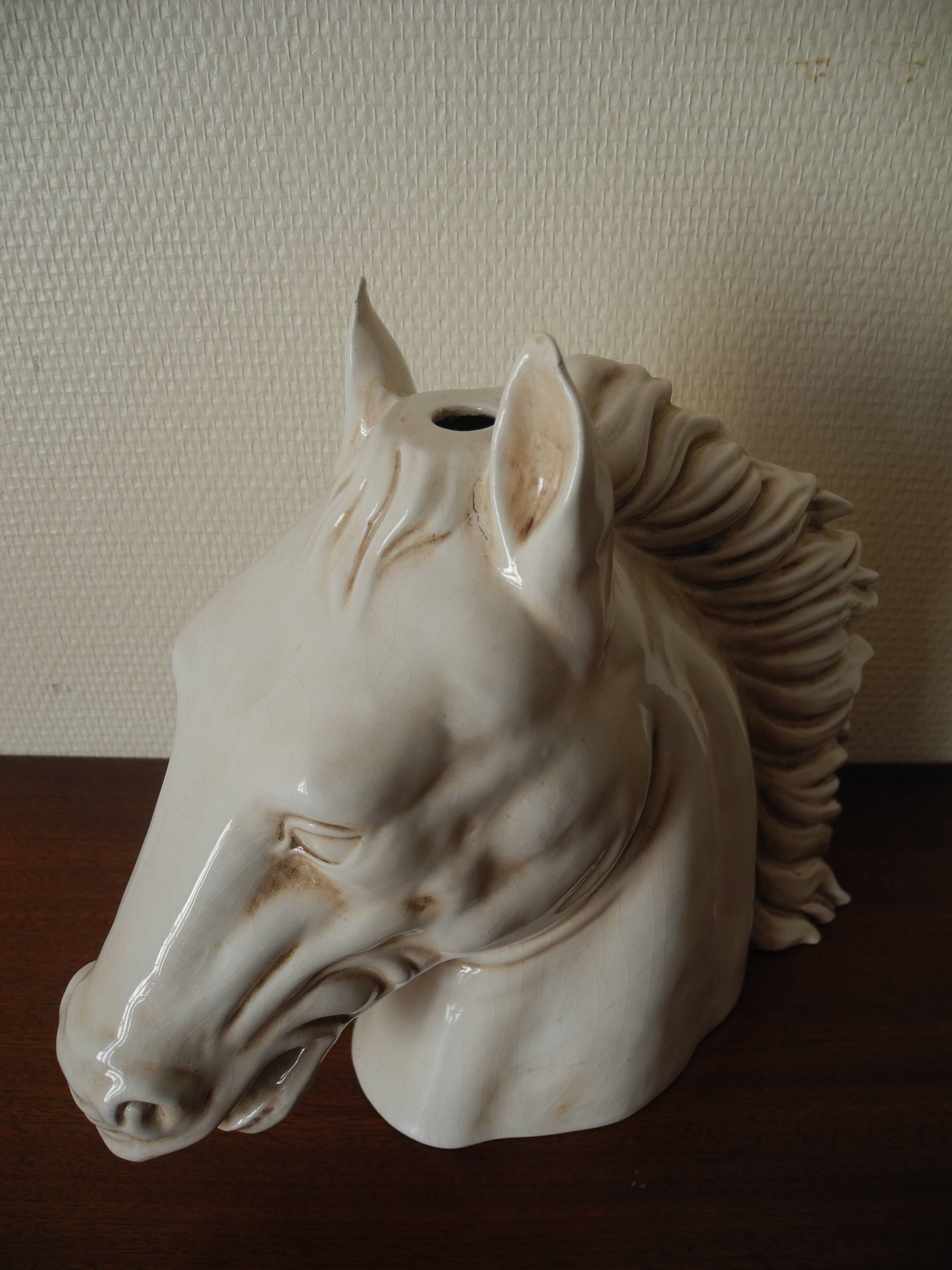 Ceramic horse head lamp base vintage horse lamp base design 70s