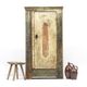 Rustic Weathered Primitive Farmhouse Folk Art Painted Bridal Cabinet