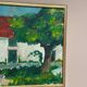 Huile sur toile suédoise « Arbre près de la maison » par Karl Bertil Lundh, milieu XXème