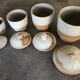 Lot de 4 pots à épices en grès cérame de france beige