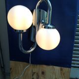 Vintage chrome sconce with opaline globes, 70