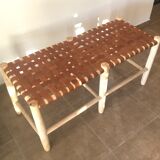 Banc en peuplier et cuir