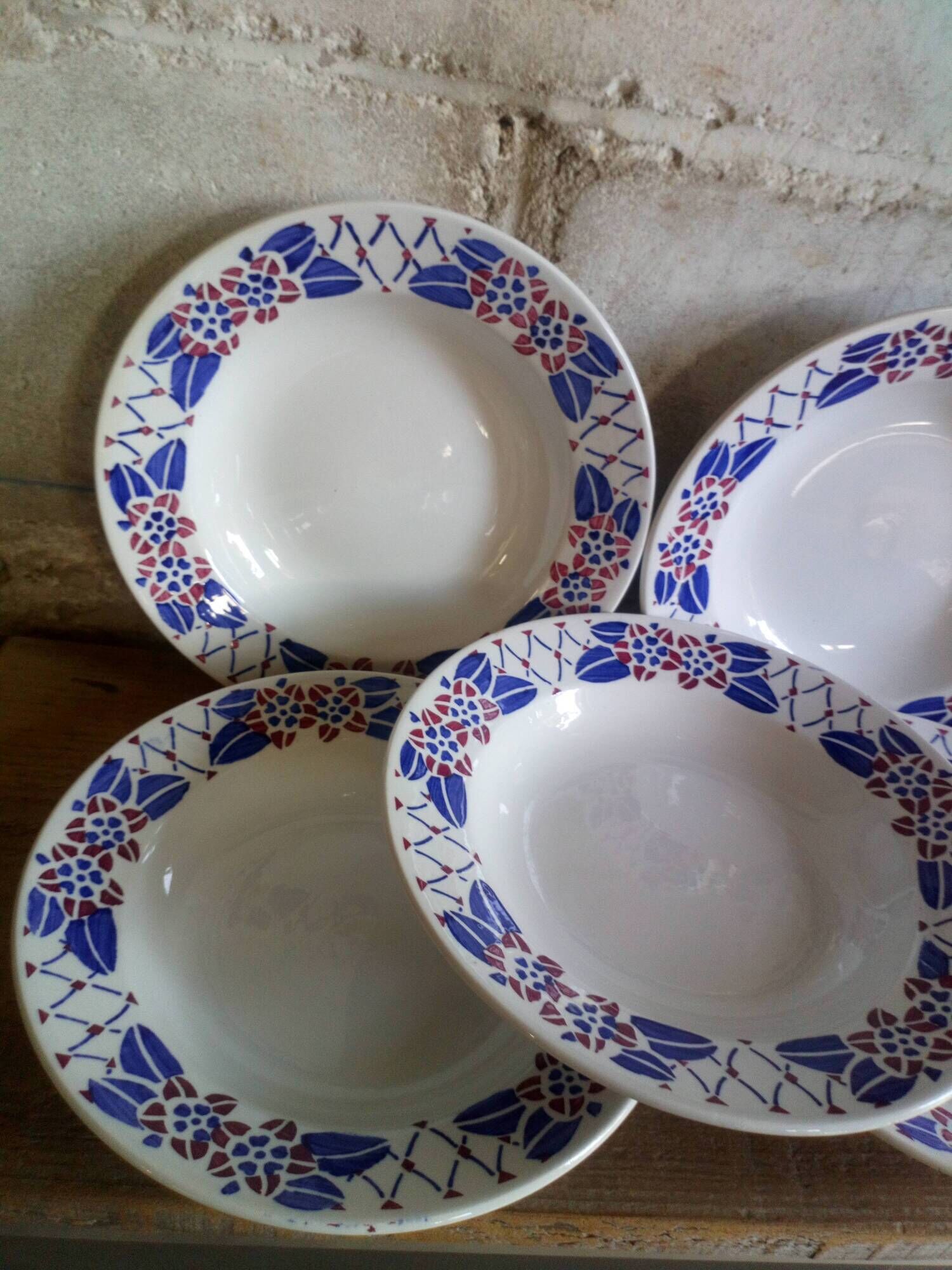Six old plates in Sarreguemines of the "Turbigo" service