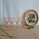 Set of 4 vintage rosaline walking glass