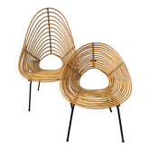 Pair of vintage Rohe Rotan chairs by H, Broekhuizen 1960