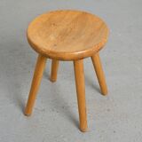 Pine stool by René Martin, France, circa 1965