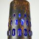 mid century modern PENDANT LAMP flamed copper and blue glass 1960s